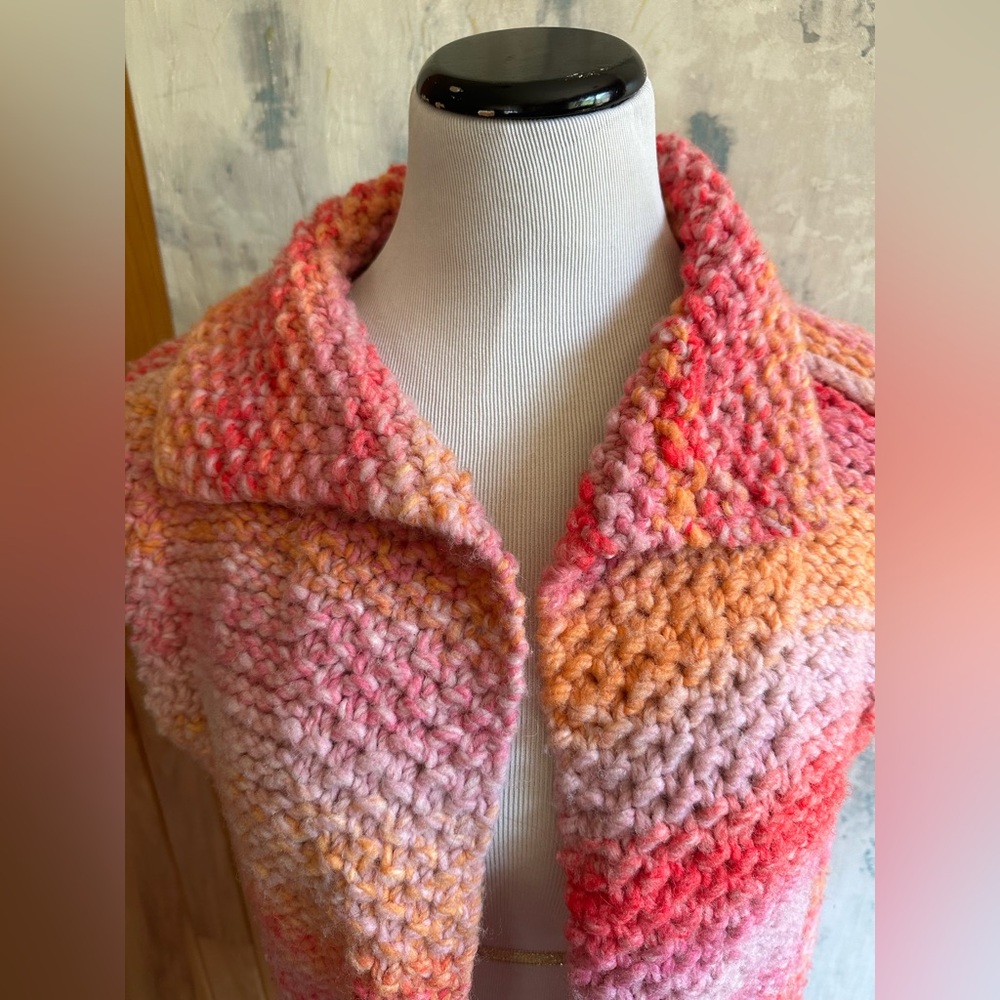 Handmade Multicolor Sweater Vest. Sunset Pastel Colors. Crochet. Sz. Large? - Picture 2 of 11